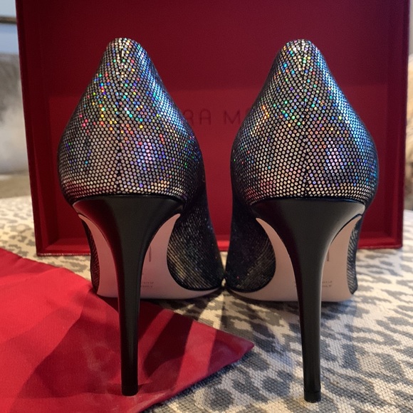 TAMARA MELLON LIMELIGHT DISCO BALL LEATHER PUMPS W/ CONTRASTING BLACK HEEL 8.5 - Picture 6 of 16